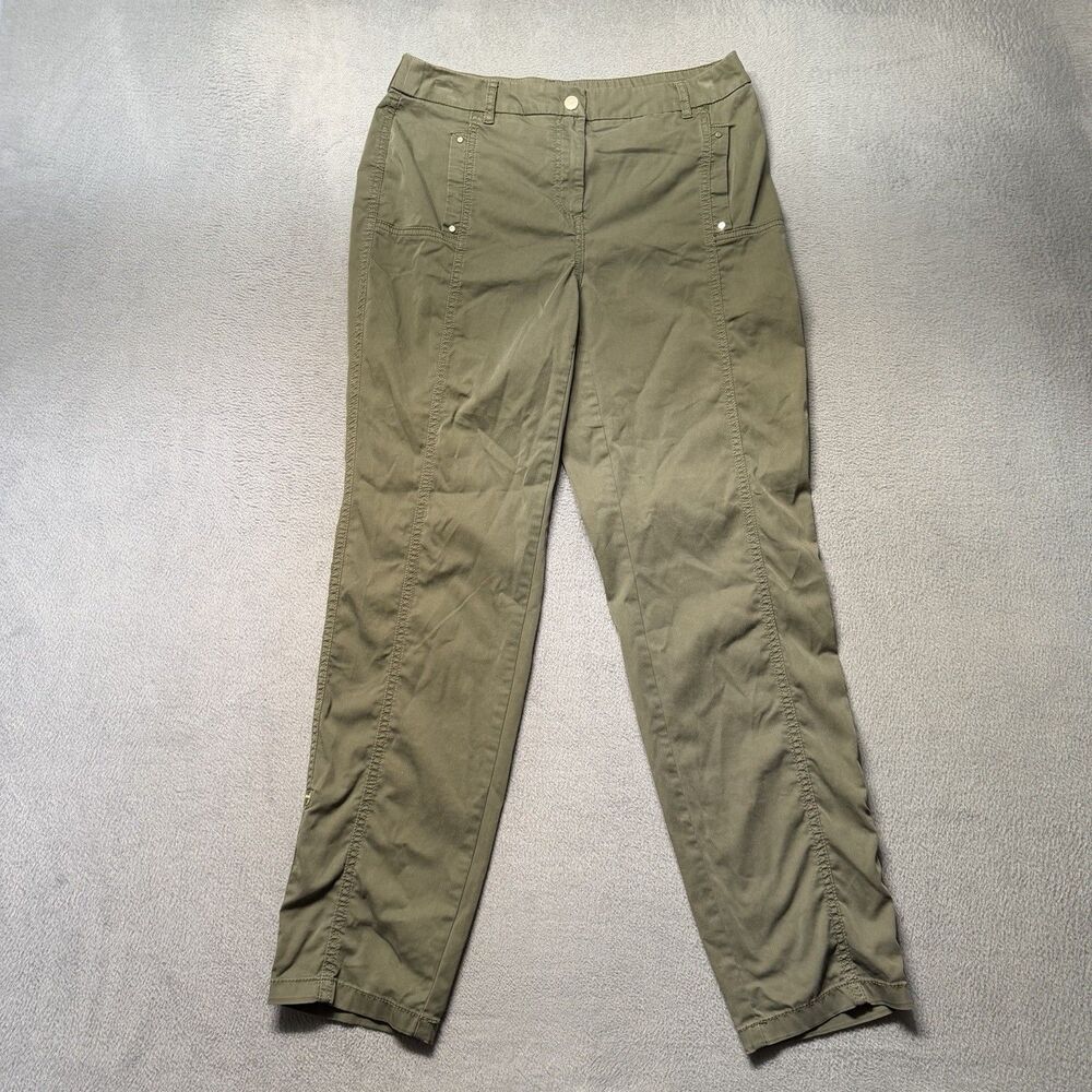 Chicos Womens Size 0 US 4 Green Ankle Utility Pants Convertible Roll Tab Stretch